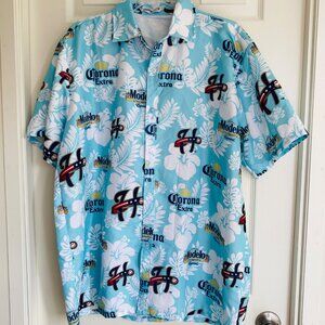 Corona Extra & Modelo Beer Hawaiian Shirt XXL BWM Global Tropical Print Button-U